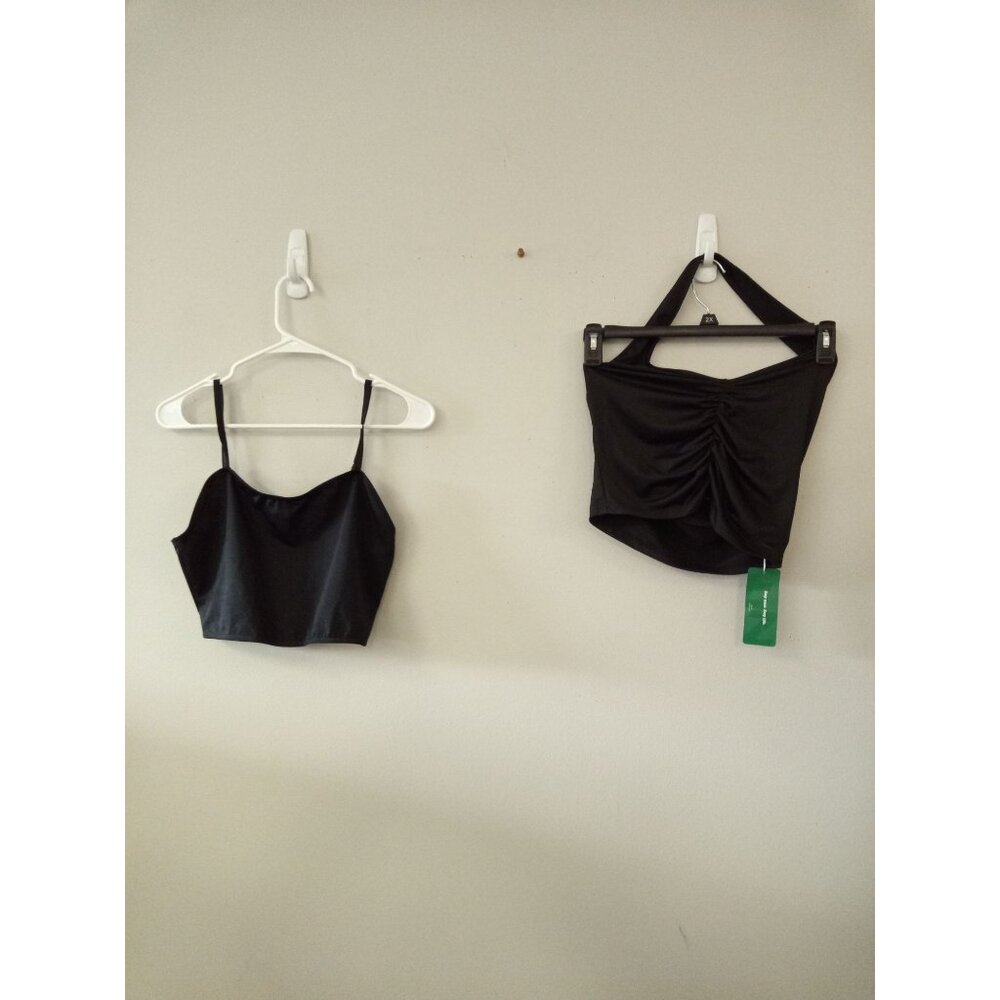 NWT  Bundle of 2 Shein EZ Wear Weissman Women's Black Crop Tops Size Large